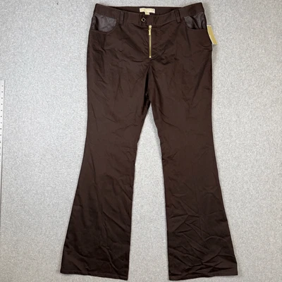 Brand New Michael Michael Kors Women's Size 12 Chocolate Brown Wide Flared Pants - Image 1 of 4