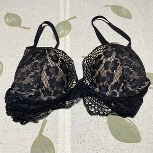 La Senza Hello Sugar Plunge Push Up Padded Bra 32A Floral Black.             BB - Picture 1 of 15