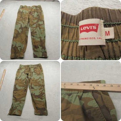 Pantalones Levis Mujer Medianos Verdes Camuflados Bolsillos Cintura Elástica Cremallera Tobillo Jogger 30x25 Foto 1 de 4
