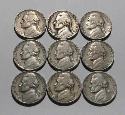1946 PDS 1947 PDS 1948 PDS Jefferson Nickel - NICE Mixed Condition - 225SA - Image 1 of 2