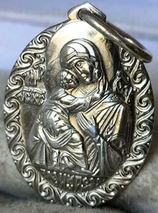 Vintage PENDANT SILVER 925 Ukraine stamp MARY MOTHER OF GOD Christianity - Picture 1 of 18