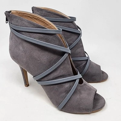 Botas Journee femininas 10 Samara cinza camurça sintética peep-toe com zíper 003065 - Imagem 1 de 4