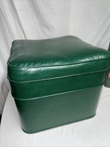 VTG Mid Century Vinyl Hassock Ottoman Foot  Stool W Storage Green Square EUC - Picture 1 of 24