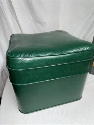 VTG Mid Century Vinyl Hassock Ottoman Foot  Stool W Storage Green Square EUC - Image 1 of 4