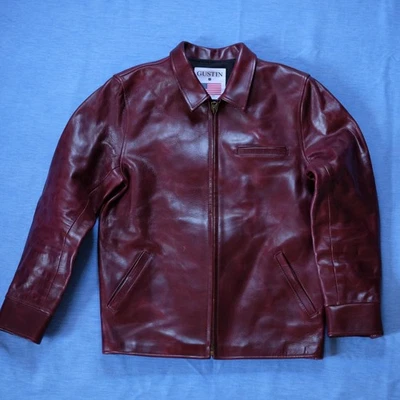 Gustin Medium The L1 Horween Chromexcel #8 Leather Jacket Burgundy USA - Image 1 of 4