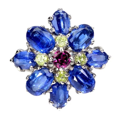 Anillo de plata de ley 925 ovalado cianita 7x5 mm rodolita piedras preciosas naturales tamaño 7 Foto 1 de 4