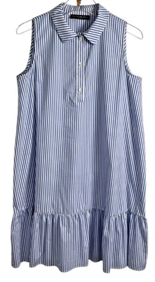 Pietro Brunelli Milano Vittoria Blue White Striped Sleeveless Maternity Dress M - Image 1 of 4