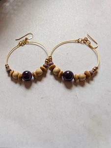 ALEX & ANI Black Wood Hook hoop earrings  - Picture 1 of 1