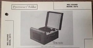 BELL SOUND MODEL 2075 PORTABLE RECORD PLAYER PHOTOFACT - Picture 1 of 1