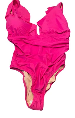 J. Crew Ruched Ruffle OnePiece Swimsuit Size 18 VNeck New Cruise Vacation Resort - Image 1 of 4