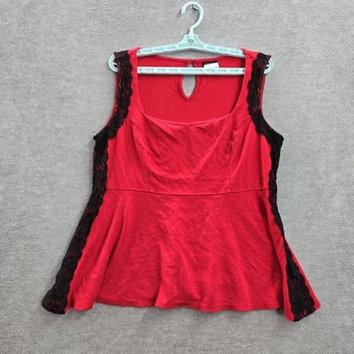 Torrid женщин блузка 1 красный черный Babydoll нейлона вискозы кружева без рукавов - Изображение 1 из 4