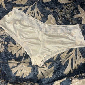 Bragas de satén líquido vintage segunda piel XL crema lunares malla ribete bonitas - Imagen 1 de 14
