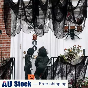 BIG 2M x 4M Horror Creepy Black Textile Decor Halloween Party Decoration Prop - Picture 1 of 11