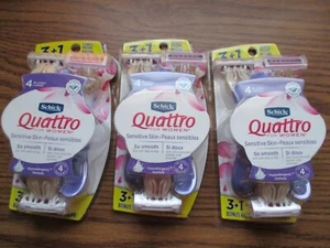 LOT OF 3 Schick Quattro for Women Sensitive Skin Disposable Razor - (3+1) Count - Picture 1 of 5