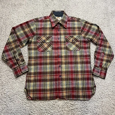 Vintage 60s/70s Saturdays In California Wool Plaid Western Button Down M - Image 1 of 4