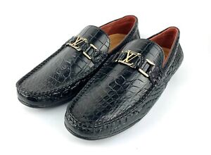 Men's Shoes Genuine Crocodile Alligator Skin Leather Black Size US09 - EUR42