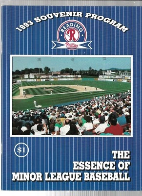 1993 Reading Phillies vs Albany-Colonie Yankees Minor League Program EX - Image 1 of 2