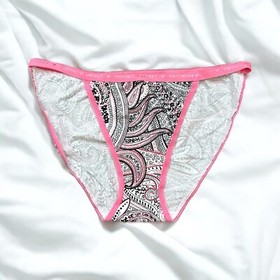 VTG Victoria's Secret Signature Mini Logo Band Cotton String Bikini Panty Medium