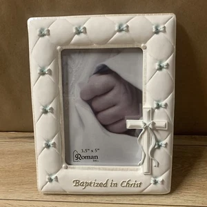 Roman Inc Baptism Photo Picture Frame Blue Boy Baptized 3.5” x 5” - Picture 1 of 5