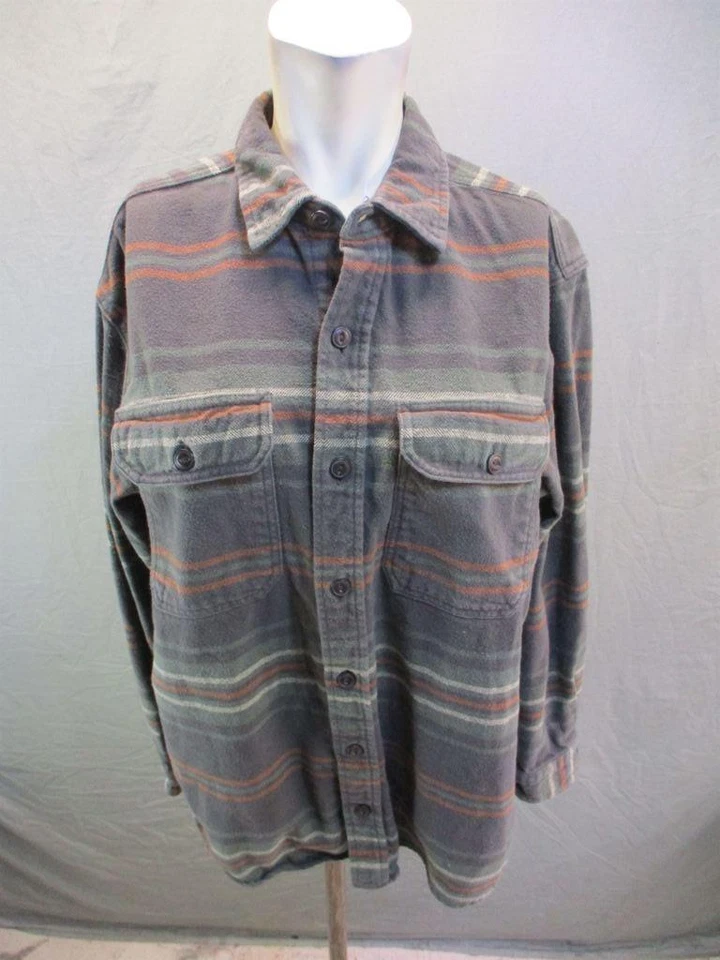 Red Head Size L Mens Green Stripe Long Sleeve 100%Cotton Button-Down Shirt 7Y978 - Image 1 of 4
