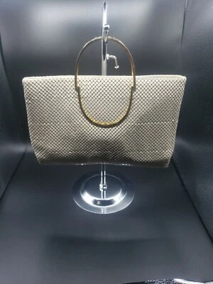 Glam Rock, Disco, Ivory Metallic Mesh Evening Bag Clutch Purse Holiday - Image 1 of 4