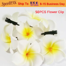 50PCS Hawaiian Frangipani Plumeria Foam Head Flower Party Beach Hair Clip 6cm