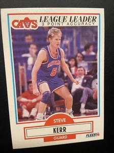 Fleer Steve Kerr 1990 Líderes de la Liga Golden State Warriors Cavs - Imagen 1 de 4