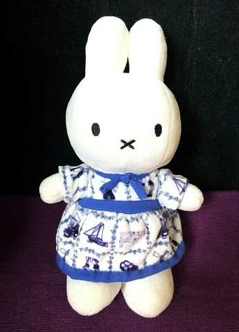 RARE NIJNTJE MIFFY CUTE 10" BUNNY PLUSH IN DELFT BLUE DRESS, THE NETHERLANDS Cover