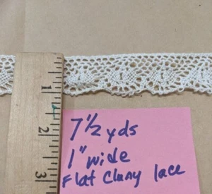 Weiße Baumwolle Clumy Spitze Borte 1 Zoll breit 7-1/2 Yards Länge - Bild 1 von 1