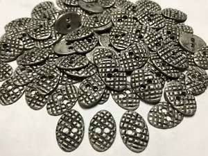 Cast Metal Tribal Oval Shape Button Antique Silver Finish 13/16"x1/2" 2hole - Picture 1 of 3
