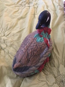 Vnt Christmas Goose Hand Painted Ceramic Basket Style Candy Dish/Trinket Contain - Picture 1 of 8