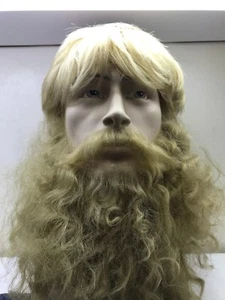 OFFER!!!- WITH SYNTHETIC WIG Realistic Fake Beard and Moustache Full Set. - Picture 1 of 6