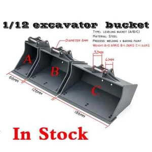 RC Excavator Bucket 1/12 RC Hydraulic Metal Remote Control Model Accessories - Picture 1 of 27
