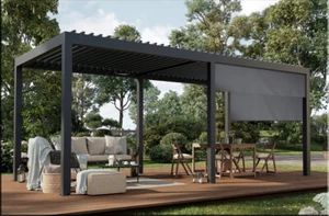 Veranda Pergola Aluminium Shutter Roof 3m X 3m Garden 3m x 4m Louvered +/- Blind - Picture 1 of 27