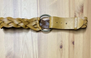 Linea Pelle Donna Marrone Chiaro Fatto a Mano Marrone Tan Ottone Intrecciato Tessuto Taglia L Large - Foto 1 di 6