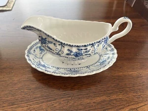 Johnson Brothers Indies Blue Gravy Boat w/ Under Plate England - Picture 1 of 6