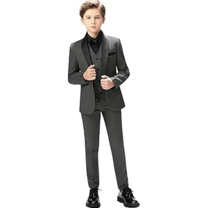 Boys Suits Slim Fit Formal Outfit Wedding Suit Kids Suits Set Coat Pants Vests - Picture 1 of 26