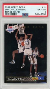 1992 Upper Deck Trade Card Shaquille O'Neal #1b Basketball Rookie Card - PSA 6 - Foto 1 di 2