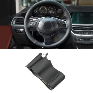 Black Leather Steering Wheel Cover Trim For BMW M Sport E46 330Ci E39 M3 E46 - Picture 1 of 8