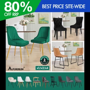 ALFORDSON Dining Chairs Kitchen Swivel PU Leather Sherpa Velvet Wooden x1/x2/x4 - Picture 1 of 592