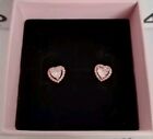✧Lovely Sparkling Elevated Heart Stud Rose Gold Earrings Hallmarked With Pouch✧