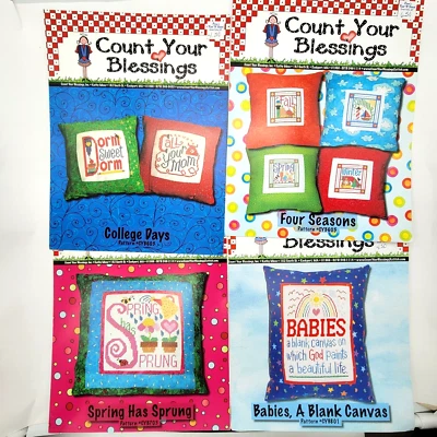 Count Your Blessings Cross Stitch Patterns Lot of 4 - Image 1 of 4