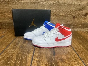 Air Jordan 1 Mid '85 White Red Blue Size 6Y Women 7.5 DH0200-100 NEW IN BOX - Picture 1 of 7