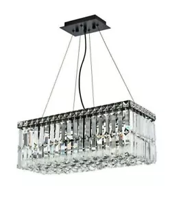 Black with Crystal Chandelier Light Ceiling Fixture 20 in. Dining Room Lighting - Picture 1 of 8