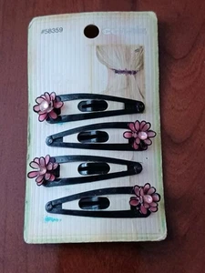 NEW Goody JELLY Snap Clips Balck Striped, 6-count hair barrettes - Picture 1 of 2