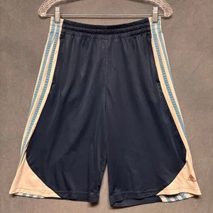 Vintage Adidas Basketball Short 3 Stripes Long Pockets Elastic Waist Performance - Picture 1 of 9