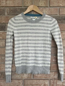 C&C CALIFORNIA  2-Ply Cashmere Sweater Gray Cream Stripe women's Size SMALL Crew - Picture 1 of 5