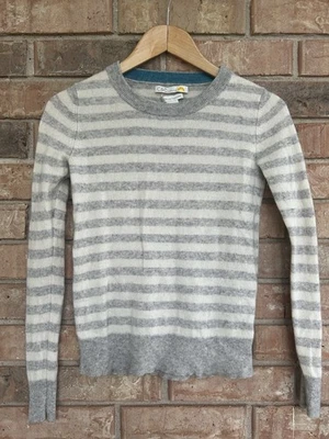 C&C CALIFORNIA  2-Ply Cashmere Sweater Gray Cream Stripe women's Size SMALL Crew - Image 1 of 4