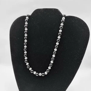 Tiffany & Co Silber & Schwarz Onyx Perlen Halskette - Bild 1 von 5