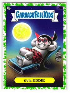 Evil Eddie 2021 Garbage Pail Kids Dracula Vampire Parody Sticker Green - Picture 1 of 2